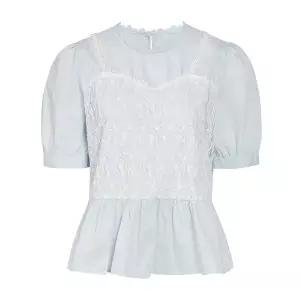 [JJ지고트](센텀시티점)레이스 뷔스티에 배색 플레어 라인 블라우스 GR5N0BL581