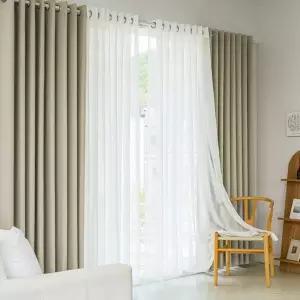 어반 형상기억 암막+무지 속지 거실 특대형커튼 4장+커튼봉15자