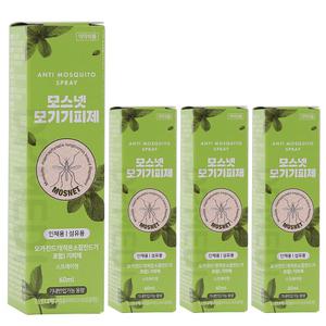 모스넷 4개 진드기 모기 기피제 퇴치제 스프레이