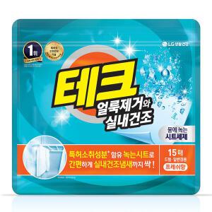 테크 파워 얼룩제거 실내건조 녹는 시트세제 일반드럼 겸용 프레쉬향