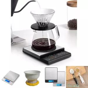 핸드드립 바리스타 저울 물vs커피 원두 비율 자동측정/전자/무게/베이킹/정밀한/요리/조리용/주방/소형