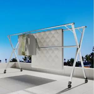 바퀴달린 대형 빨래건조대/건조대/옥상/이동식/대용량/실내/실외/튼튼한/이불/세탁물/틈새/공간/걸이대