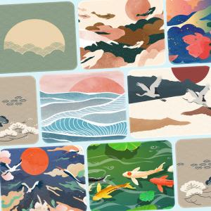 한국 산수화 유이얼 마우스패드 동양화 전통문양 사각 260x210x4mm