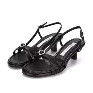 바바라 양가죽 하트장식 스트랩 여성 힐 샌들 5cm_BBH402