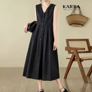 KARRA (77까지)맥시브이넥버튼원피스_A4M0311