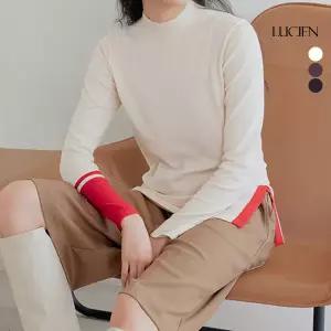 루시앙 컬러 포인트 모크넥 니트