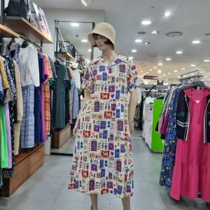 베네통/애플아울렛/브이넥 카라 강아지 프린트 원피스/BAOP12441