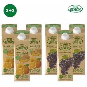 돈시몬 100  NFC 착즙주스 1L 오렌지3+적포도주스3  3+3) 총6팩