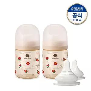 베베그로우 PPSU 동백 디자인 트윈팩 160ml 노꼭지 젖병2개)+젖꼭지 2P