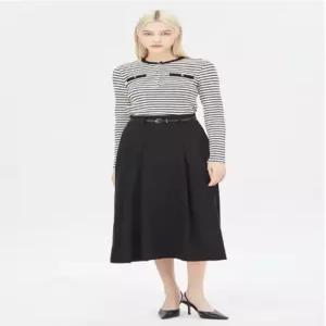 [시슬리]SASK09411 넥서스 벨티드 플리츠 롱 스커트