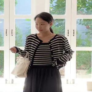 폴린느 단가라 나시 가디건 세트 (2color)