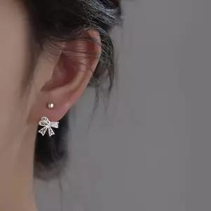 디테일 마이크로 하트 리본 피어싱 FABRIC : Copper / Color Silver 폭9.8*8/두께 3mm/침길이 18mm/침두께0.7mm