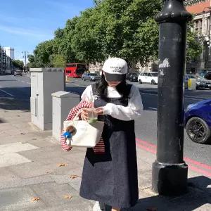 펜던트 다크데님 멜빵 원피스 (one color)