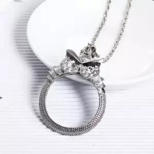 화려한 지르코니아큐빅 부엉이 실버 휴대용 긴-W993A31