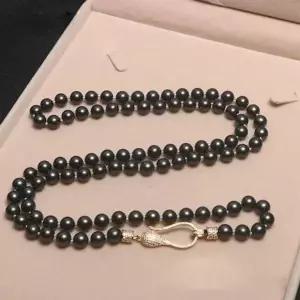 흑진주 이중 레이어드 긴 핵진주 길이-WC4F73A