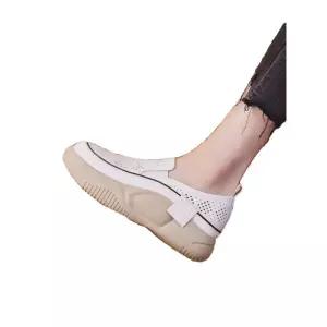 발편한 단화 중년여성 신발 옐로우 통굽 가죽 엄마 흰색