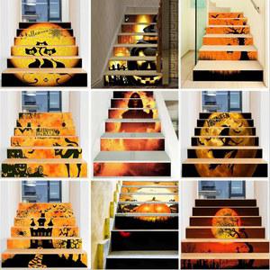 할로윈 해골 스티커 계단 그림자 장식 접착 마녀 고양이집 A 18x100cmx6pcs 벽지