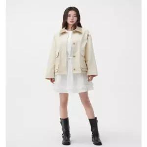 [LAP] AR1WZ262 자수 면 레더카라 자켓