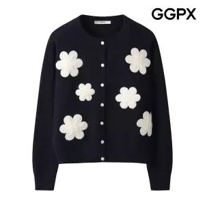[GGPX] 빅 플라워 뜨개 니트 가디건 (GPAKG010F)