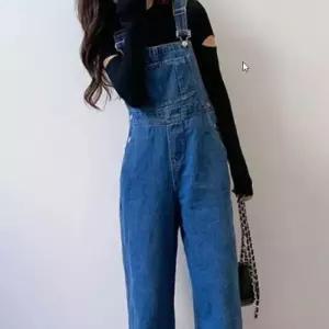 ONM 빈티지 데님 멜빵 바지 스트릿 무드 진청 점프수