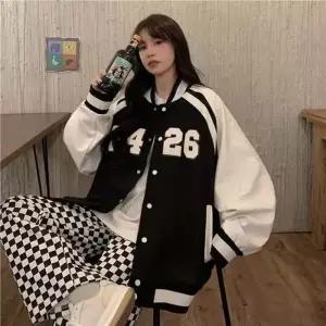 ONM 겨울스타일 블루종 오버핏 컬러 여성 점퍼 배색