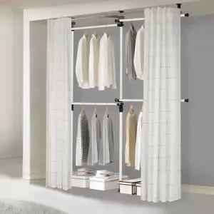 왕자 심플 4단 커튼 행거 선택형 시스템 드레스룸 옷정