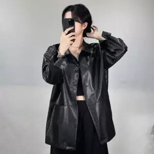 [라일리여성의류] Rly 빅사이즈 여성 오버핏 고급 루즈핏 레더 가죽 자