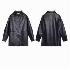 [라일리여성의류] Rly 여자 루즈핏 페이크레더 레자 자켓 카라 라이더자