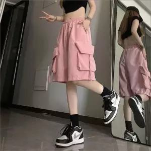 [라일리여성의류] Rly 여자 허리밴딩 편한 여름 카고 반바지 포켓팬츠