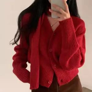 [라일리여성의류] Rly 여성 도톰 니트 가디건 미니 머플러 세트