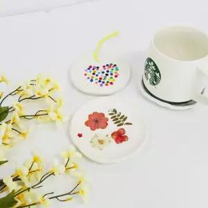 학생 어르신 압화꽃장식 지점토 원형 컵받침대 만들기 5인 감성발달 취미 재밌는