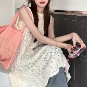 [라일리여성의류] Rly 여자 대학생 여름 캠퍼스 룩 시스루 레이어드 롱