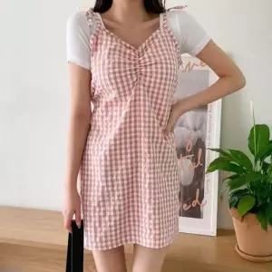 [라일리여성의류] Rly 여성 휴양지 체크 쉬폰 셔츠 뷔스티에 더른펠