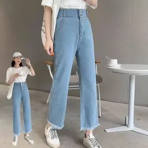 [라일리여성의류] Rly 기본 연청 데님 예쁜 와이트핏 통바지