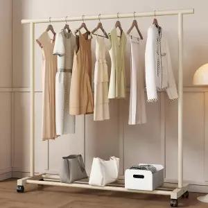 아트박스/예은 크림1단 이동식 스탠드 행거 옷걸이 옷장 철제 헹거