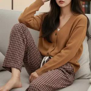 D5063기모 와이드 체크 실내복 바지 잠옷 바지 커플 잠옷 기모 바지 수면잠옷 커플바지 여성 남성 남녀공용