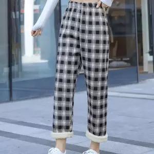 [라일리여성의류] Rly 4색 1개 체크 기모바지 밴딩 밴딩팬츠 보온 방
