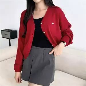 [하프클럽/]여성 v넥 금장로고 v넥 니트 가디건 루즈핏 아우터 10색