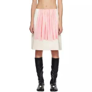 샌디 리앙 화이트 핑크 이나 미디 스커트 252677F092013