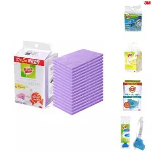 (10+5매입) 3M 베이킹소다 크린스틱 시트타입/악취/제거/세척솔/화장실/수세미/욕실/청소/스펀지/일회용