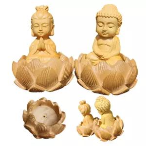 관세음보살 불교 불상 소품 1개 장식품 향양목 미니 석가모니 향 트레이 인센스 조각상