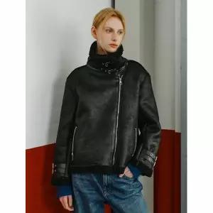 [하프클럽/나인식스뉴욕]시어링 양털 소매 스트랩 무스탕 자켓 (NP4JK021L0)