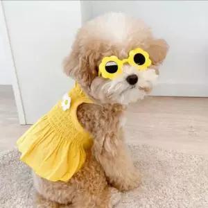 플라워 드레스 강아지 고양이 옷 애견옷 옐로우 XL