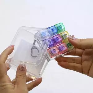 LED 9구 키보드 키캡 키링 클리커 딸깍이 케이스 포함 단체 대량