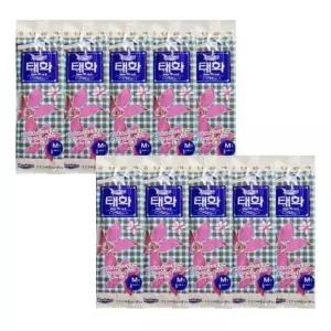 태화고무장갑 올에이 중M 10개 핑크 길이32cm 둘레21cm 김장 주방 조리장갑