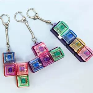 KC인증 불빛 투명 키캡 테트리스 딸깍이 유행템 휴대폰 키링 가방 액세서리 소리나는 장난감