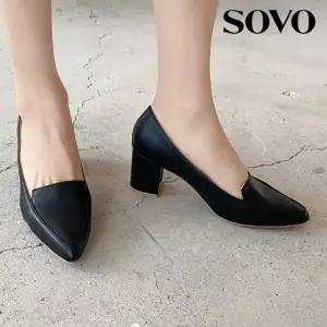 SOVO 굽선택 데일리 심플 여성펌프스 플랫 3cm/ 6cm