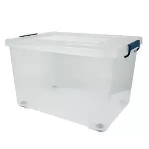 투명 리빙박스 특대형 120L 1P 손잡이블랙 595x435x515mm 스페이스에디터