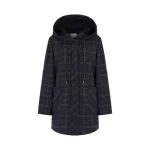 [크로커다일레이디]크로커다일레이디 가죽 스트링 체크 패턴 후드 스프링 코트_CLESCT102
