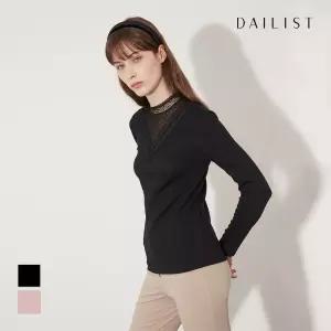 [데일리스트] 레이스 배색 티셔츠_MDBAL3S1211
